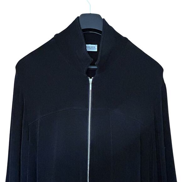 CHICOS Travelers Women’s Full Zip Stretchy Lightweight Black Jacket Sz. 1 (8-10) - Picture 2 of 9